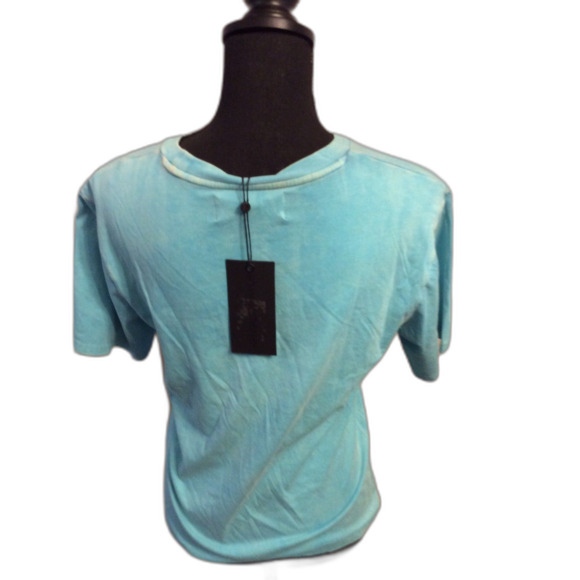 New NWT Kendall + Kylie Blue 1997 Crop Tee Short Sleeve Medium - Picture 2 of 4